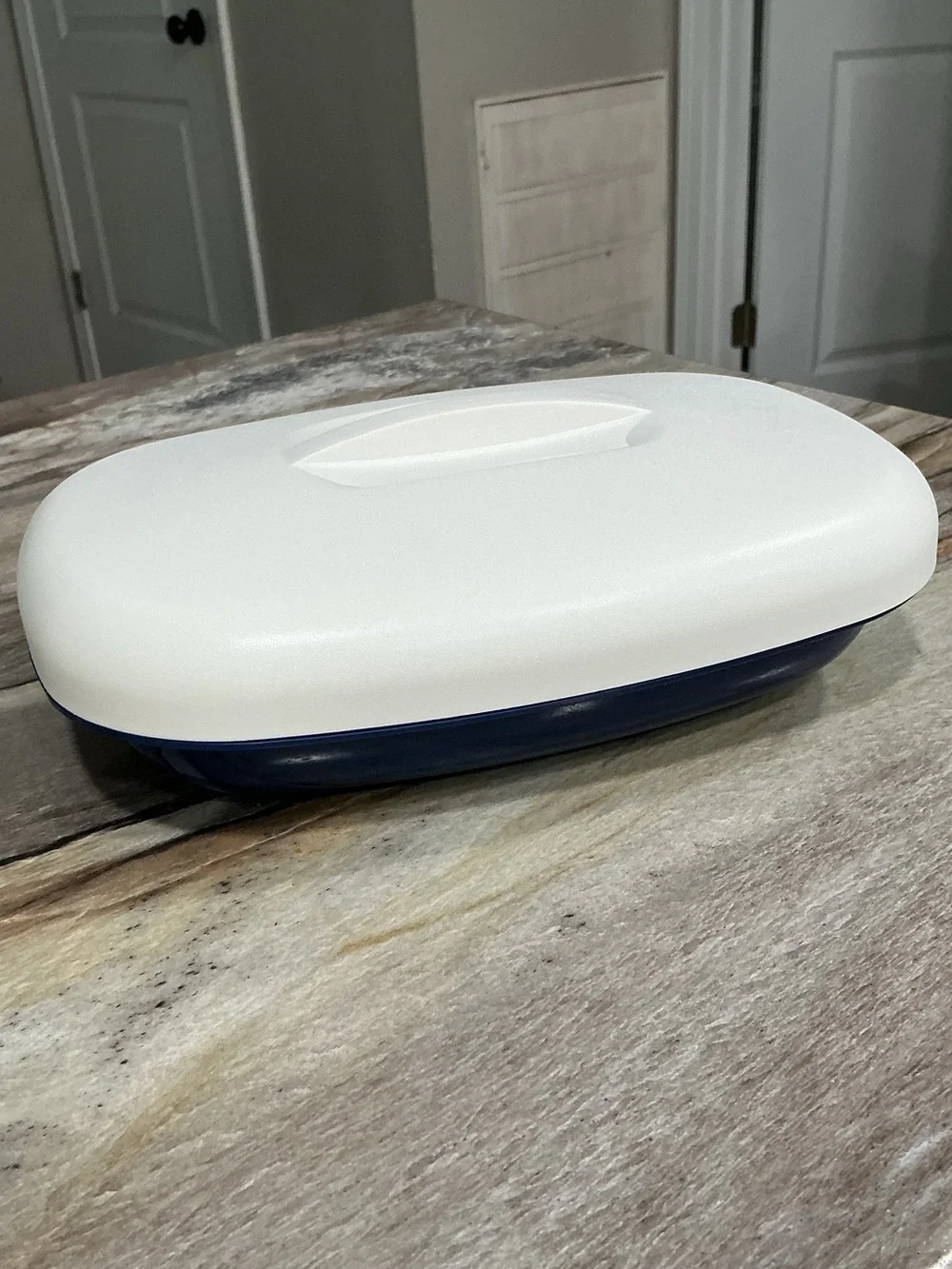Vtg Tupperware 1274 Microwave Steamer Basket & Lid 1275 Blue White Replacement
